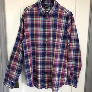 John Varvatos lightweight cotton plaid shirt